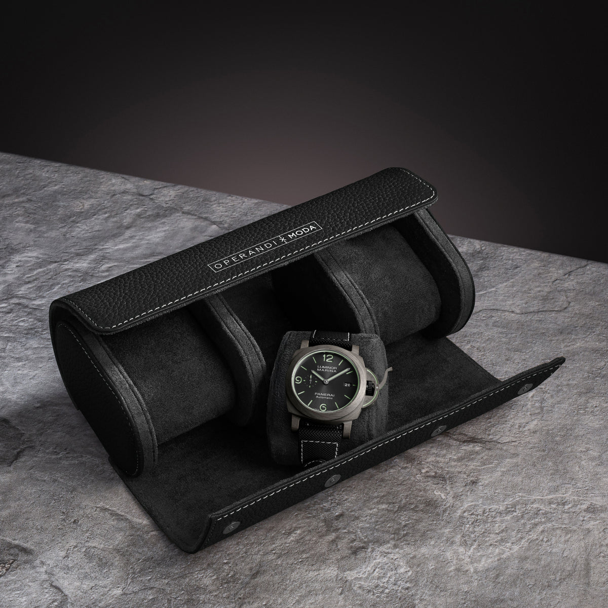 MODA Black Luminous Watch Roll — Glow Stitch | Operandi